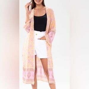 Pink and Yellow/Orange Boho Patterned Kimono